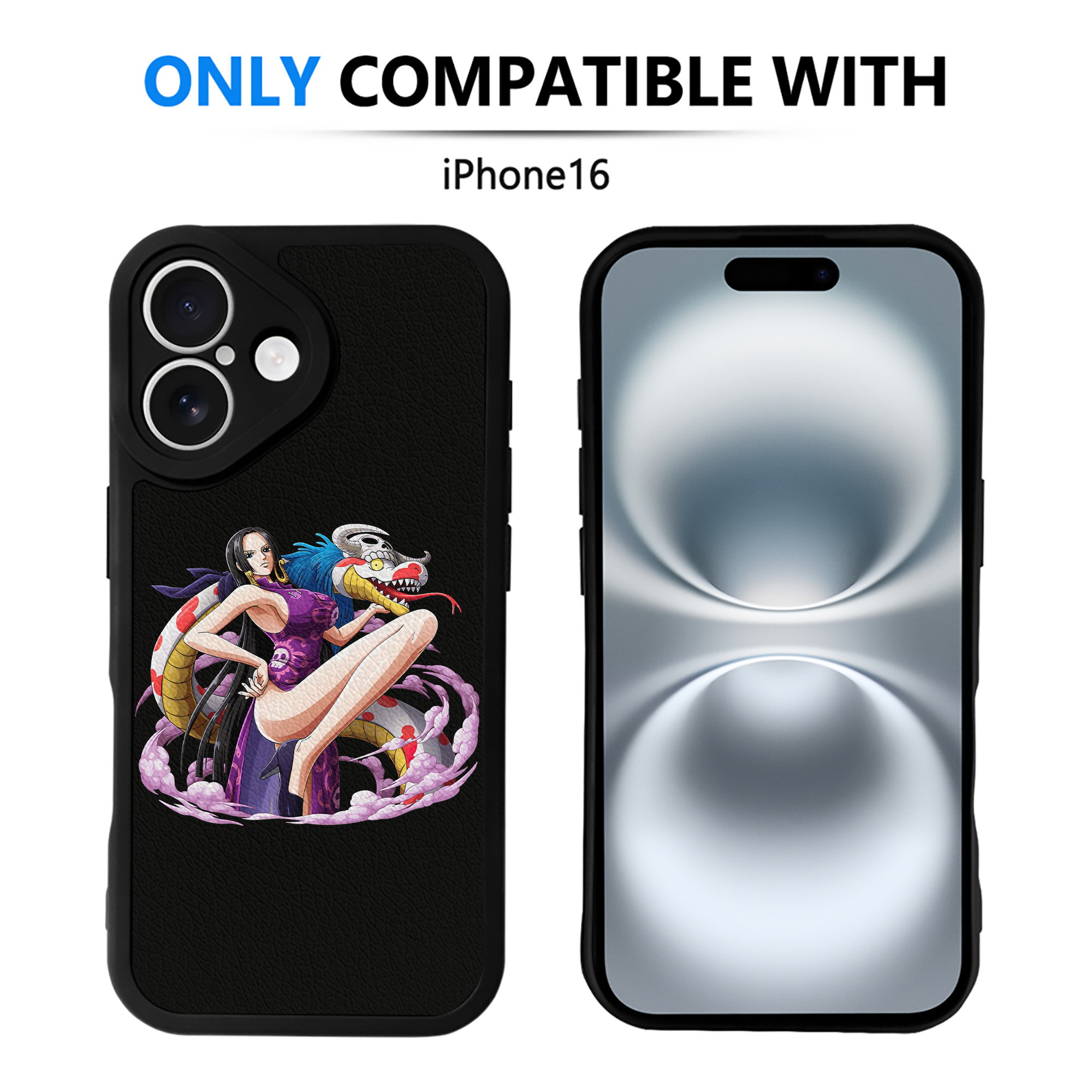 （画像用） ワンピース ボア・ハンコック ONE PIECE Boa·Hancock 【iPhone 16シリーズ対応】シリコンスマホケース（レザー調） 材質：シリコン